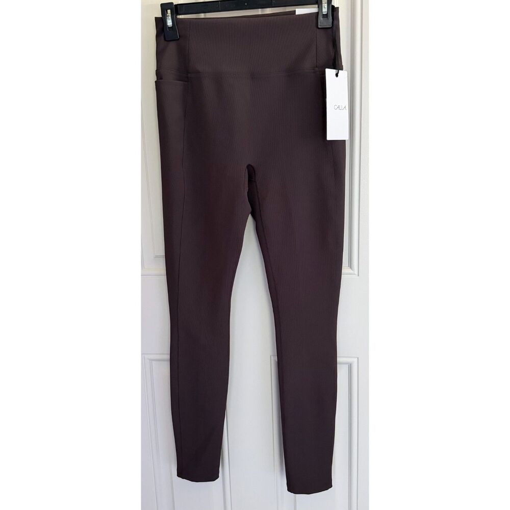 New! Calia Women's Essential High Rise Brown Ribbed Legging size M